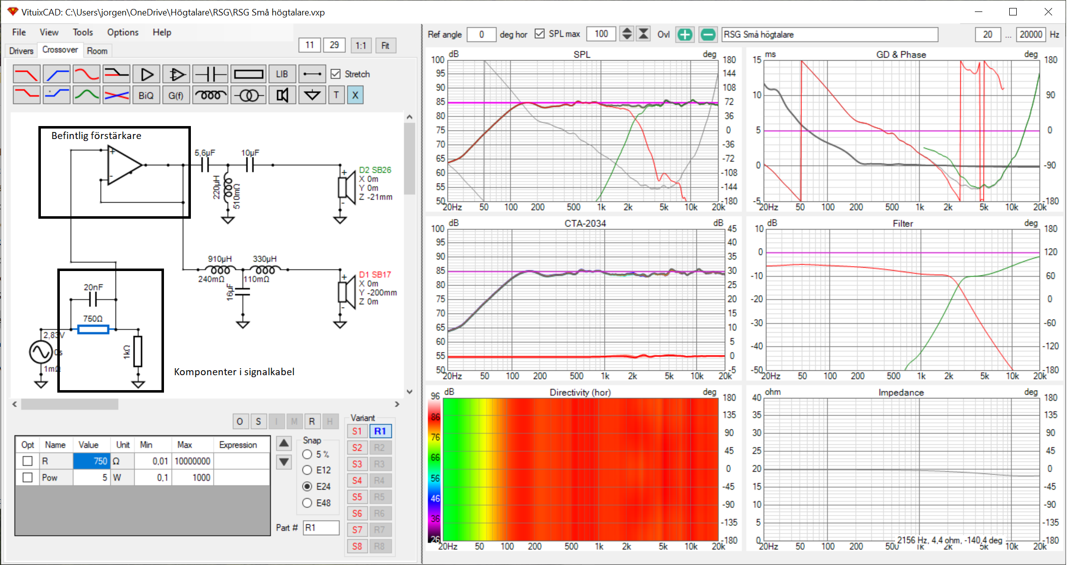 Passivt RC filter i signalkabel för att höja nivå på hög frekvens.png